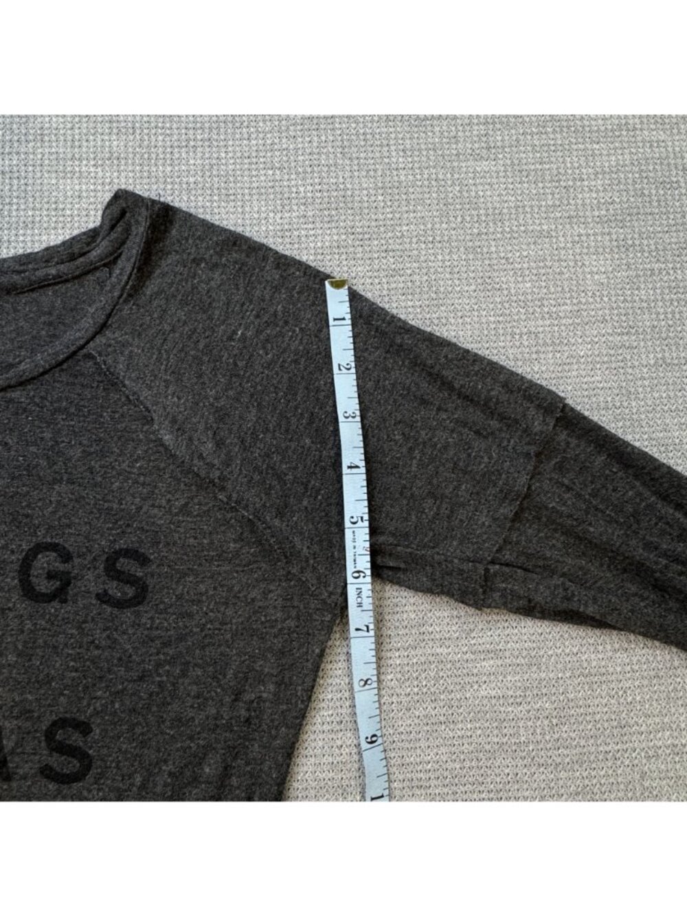 Mornings + Mimosas Graphic Long Sleeve Top Sz XS Dark Gray Relaxed by Well Worn - Picture 11 of 11